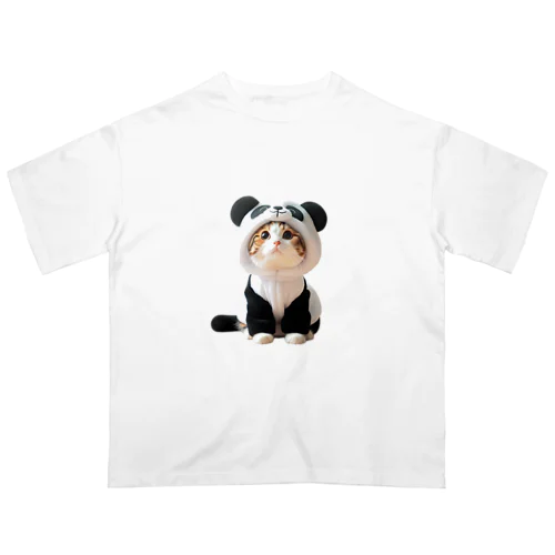 パンダ？いいえ、ネコです オーバーサイズTシャツ