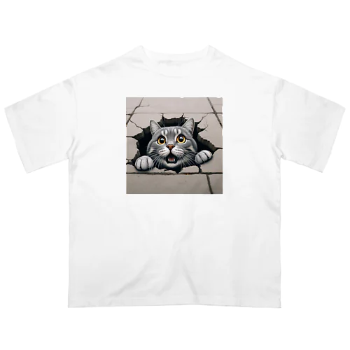 猫ひょっこり オーバーサイズTシャツ