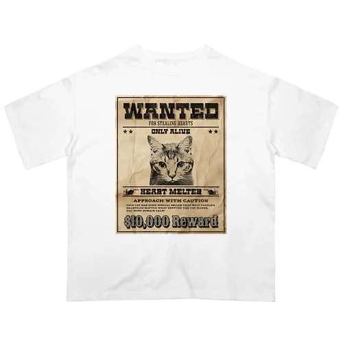 WANTED ハート泥棒（舌をだす猫） Oversized T-Shirt