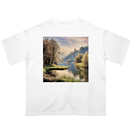 静かな川辺の風景 Oversized T-Shirt