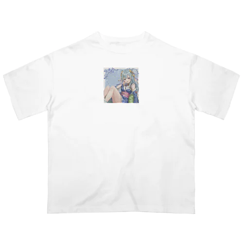 着物の少女 オーバーサイズTシャツ