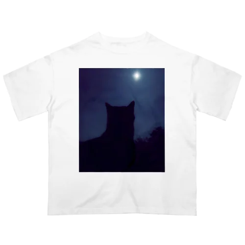 猫と月。 オーバーサイズTシャツ