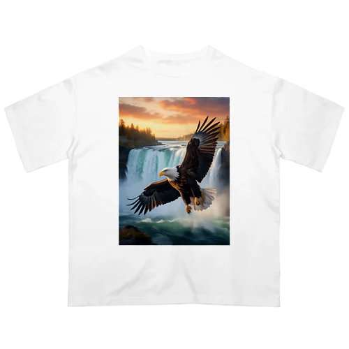 ナイアガラの滝と大鷲 Oversized T-Shirt