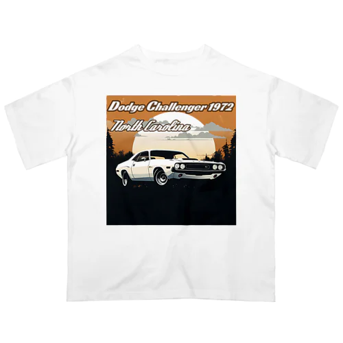 Dodge Challenger 1972 North Carolina モンスターマシーン オーバーサイズTシャツ