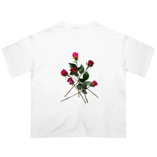 Redpink 6 Roses オーバーサイズTシャツ