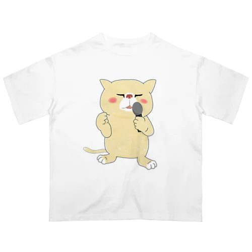 歌うネコ(帽子無) オーバーサイズTシャツ