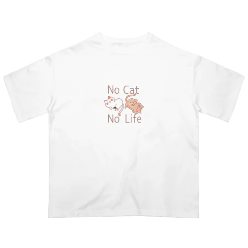 No Cat No Lifeな猫のトラミケ オーバーサイズTシャツ