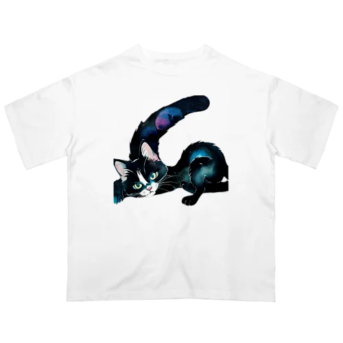 黒猫と魔法の尻尾 オーバーサイズTシャツ