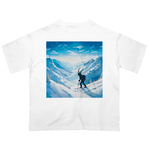 うらないしクロヤギと冬の山 オーバーサイズTシャツ