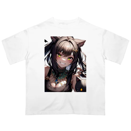 休日に遊びに来た猫女 オーバーサイズTシャツ