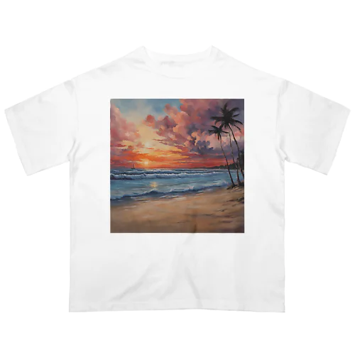 夕日の海辺 オーバーサイズTシャツ