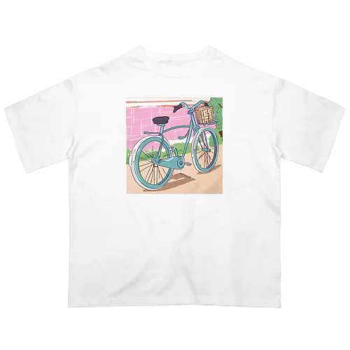 カラフルなレトロ自転車💐 オーバーサイズTシャツ