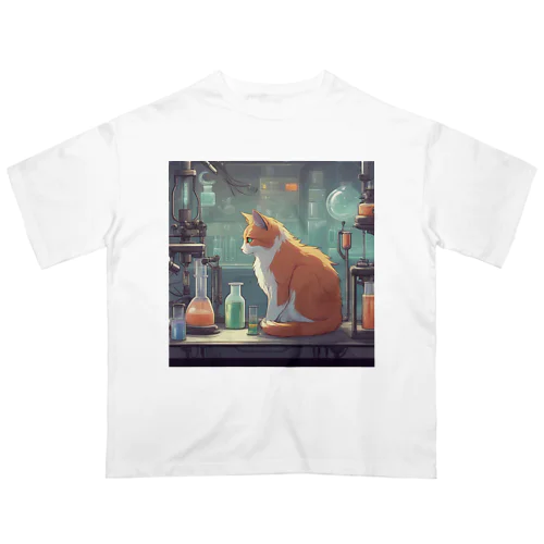 研究する猫 オーバーサイズTシャツ