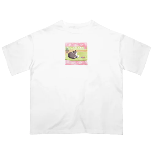 くつろぎキャットグレー Oversized T-Shirt