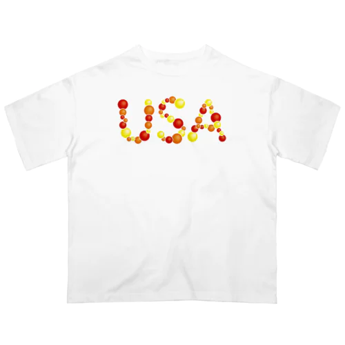 バルーン文字「USA」（赤色系） オーバーサイズTシャツ