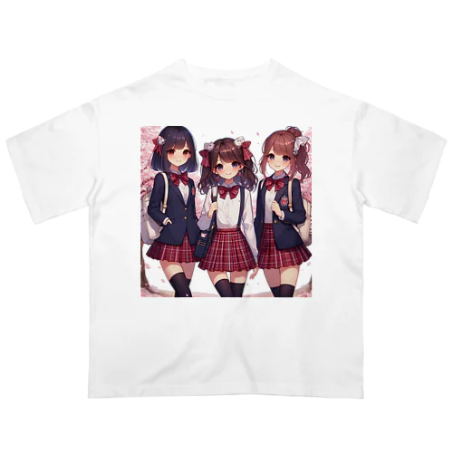 AIが作った可愛い制服の女の子 オーバーサイズTシャツ