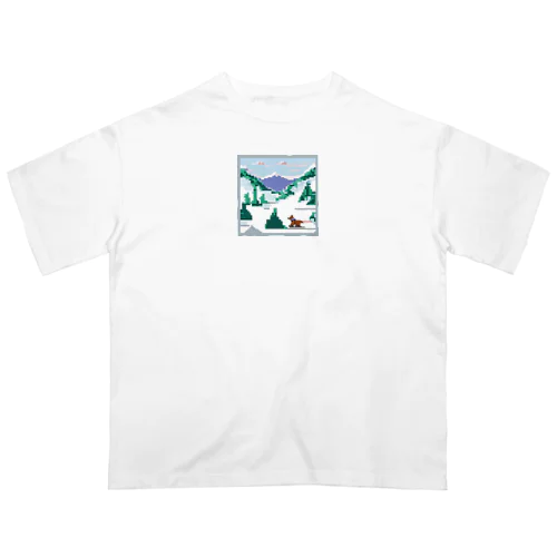 スキーをしている犬 オーバーサイズTシャツ