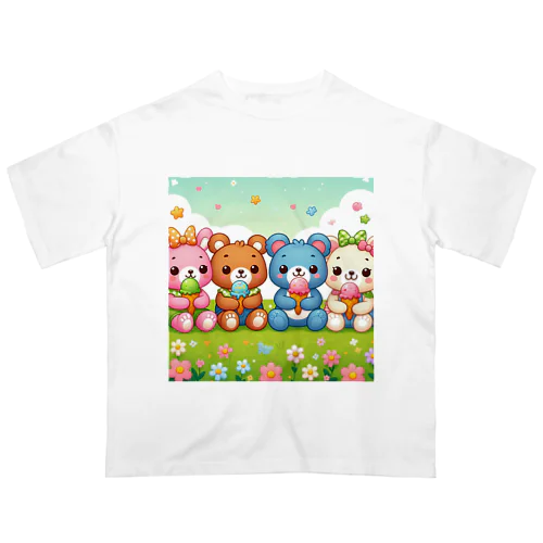 可愛いクマ４姉妹 オーバーサイズTシャツ