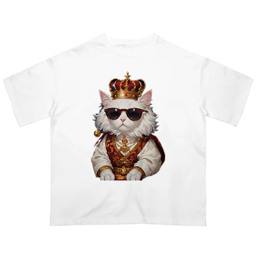 サングラスをかけた王様猫 オーバーサイズTシャツ