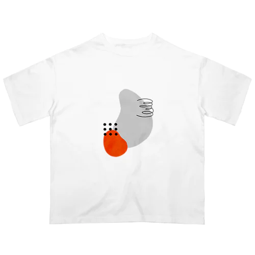 有機的な模様（グレー×オレンジ） オーバーサイズTシャツ