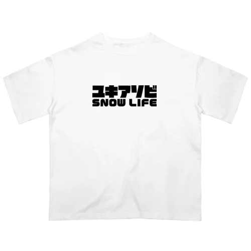 ユキアソビ スノーライフ 雪遊び スキー スノーボード ウィンタースポーツ ブラック Oversized T-Shirt