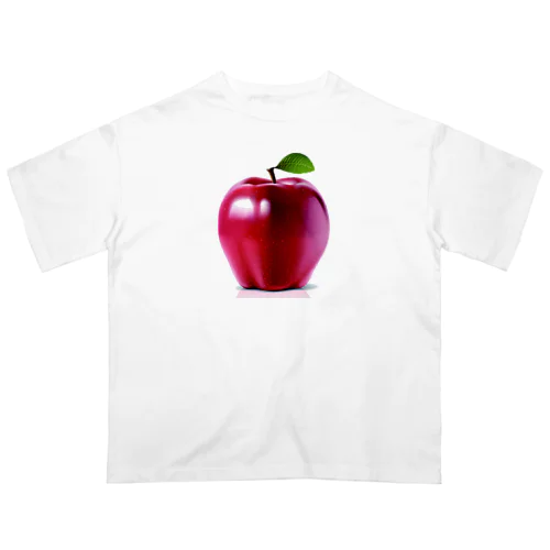 かわいい赤リンゴと葉っぱのイラスト オーバーサイズTシャツ