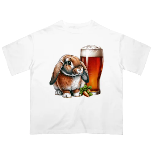 可愛いウサギ(垂れ耳ビール)カラー03 Oversized T-Shirt