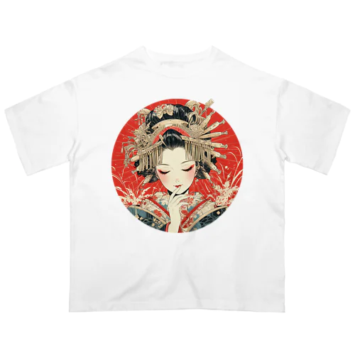 浮世絵 美人画 Ukiyoe beauty painting [UB-NIJI06-SR002-0005] Oversized T-Shirt