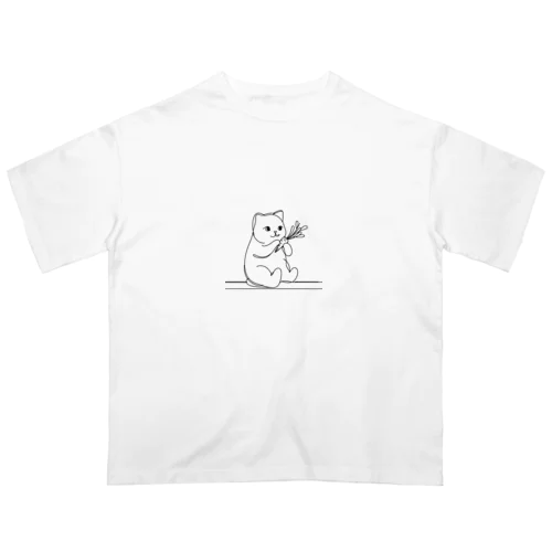 にんじん好きなにゃんこ オーバーサイズTシャツ