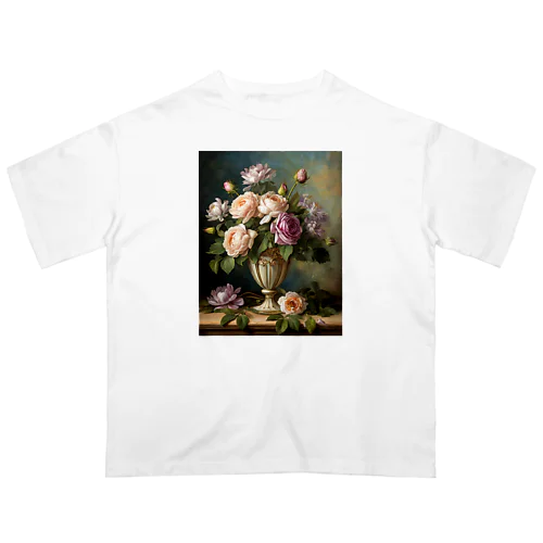 古典的な花瓶の花 オーバーサイズTシャツ