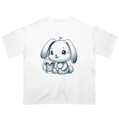可愛いウサギ(垂れ耳ビール)04 オーバーサイズTシャツ