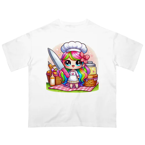 可愛い女の子が料理をしている様子が オーバーサイズTシャツ