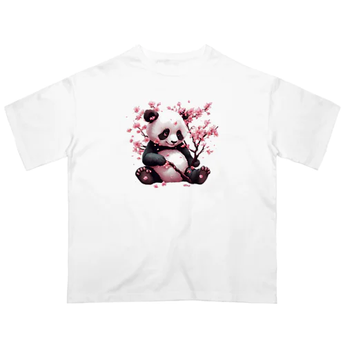 パンダと桜 オーバーサイズTシャツ