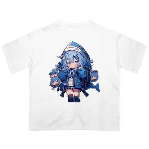 サメフードの美少女 オーバーサイズTシャツ