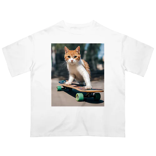 a cat on the skateboard（スケボネコ） オーバーサイズTシャツ