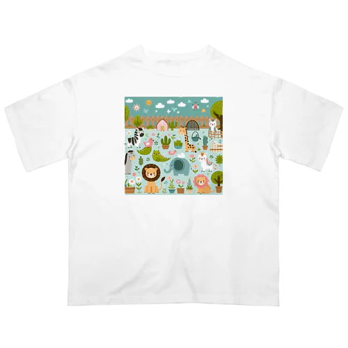 ワクワク動物園の愉快な仲間たち♪ Oversized T-Shirt