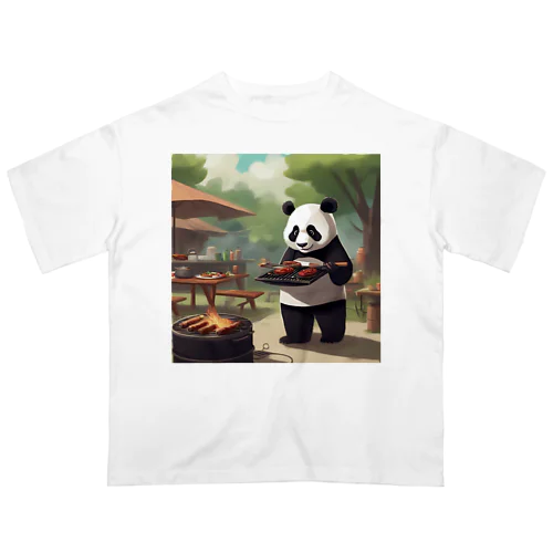 「食欲をそそるパンダが食事を運びます！」 Oversized T-Shirt