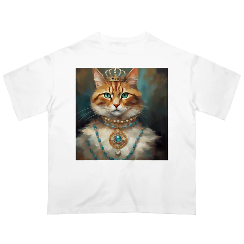 パライバトルマリンの瞳の猫 オーバーサイズTシャツ