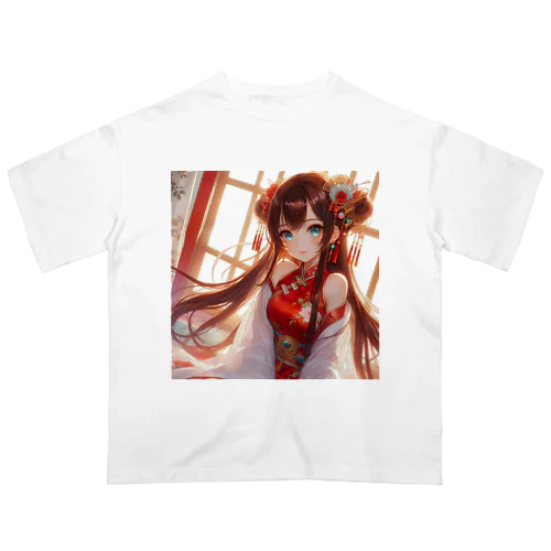 チャイナ服の美少女 オーバーサイズTシャツ