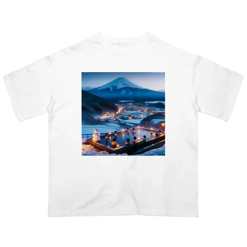 夕ぐれ富士の湯けむり（ゆうぐれふじのゆけむり） オーバーサイズTシャツ