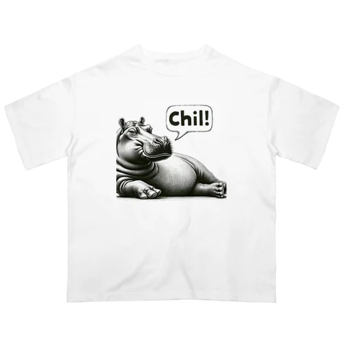 デッサンタッチ カバ(Chil) Oversized T-Shirt