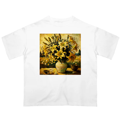 ゴッホ風「ユリ」 Lily Van Gogh style01 オーバーサイズTシャツ