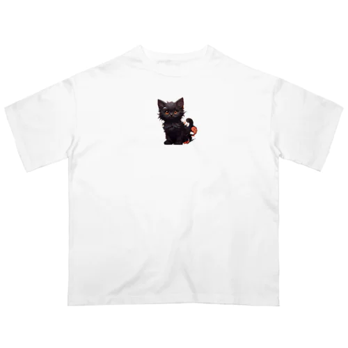 黒猫イラスト Oversized T-Shirt