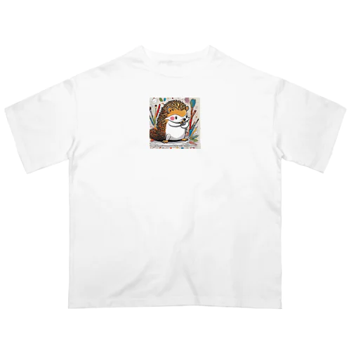 絵を描くハリネズミ オーバーサイズTシャツ