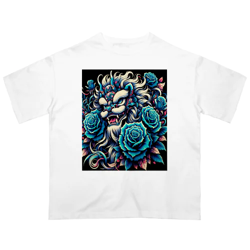 獅子舞と青い薔薇 オーバーサイズTシャツ