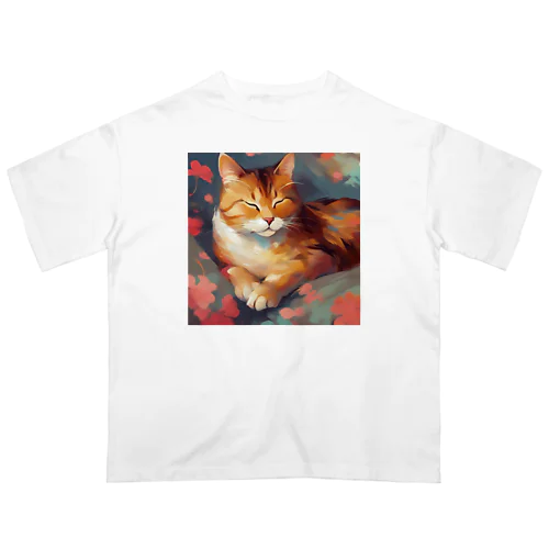 寝る猫 オーバーサイズTシャツ