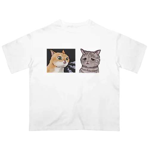 叱られ 猫ミーム オーバーサイズTシャツ