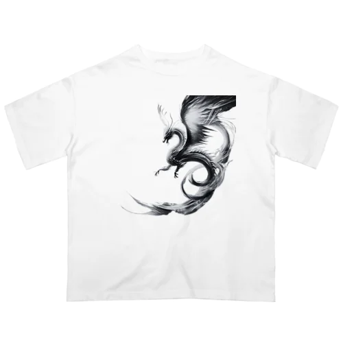 龍【白黒】 オーバーサイズTシャツ