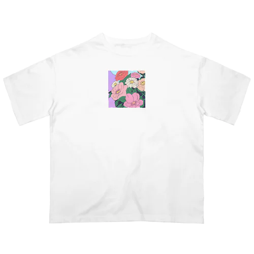 花に囲まれた日常 オーバーサイズTシャツ