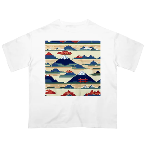 富士山ピクセルアート オーバーサイズTシャツ